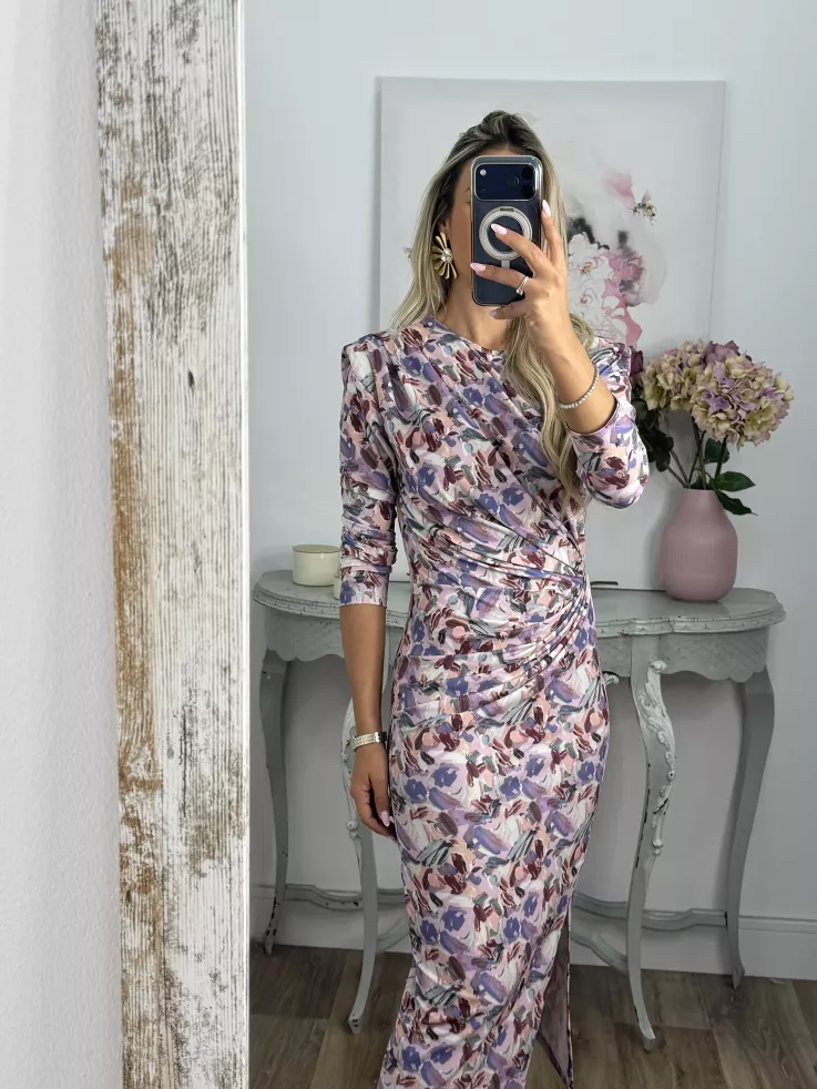 Vestido Macarena flores malva