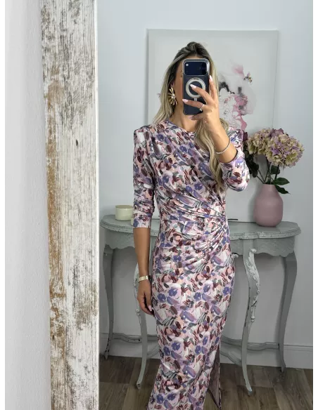Vestido Macarena flores malva