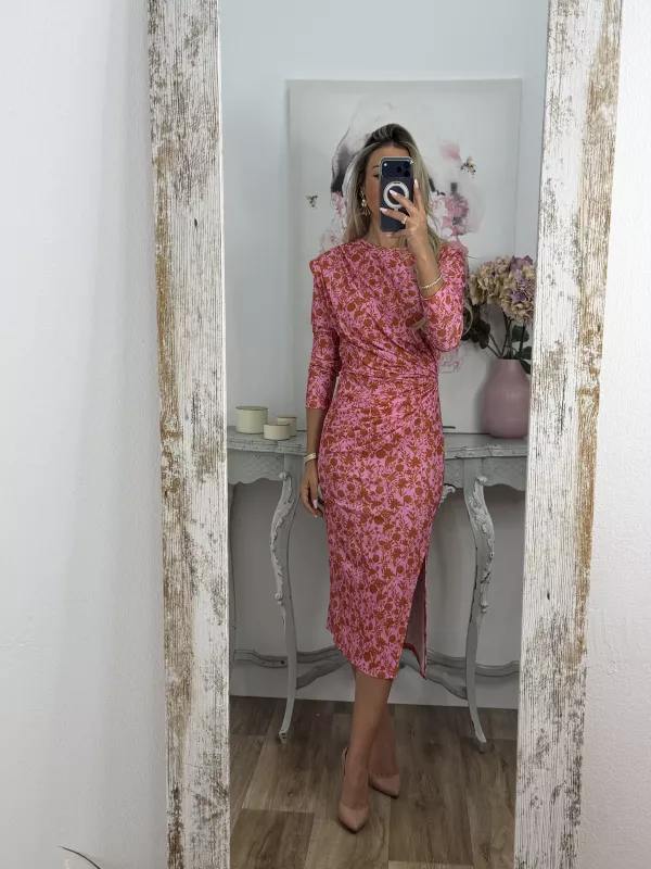 Vestido Macarena rosa y naranja