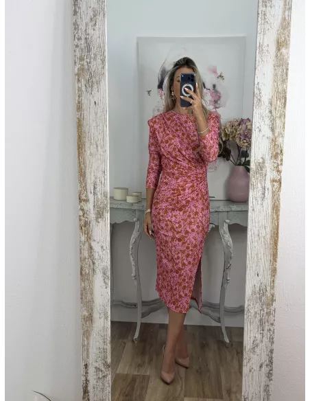 Vestido Macarena rosa y naranja