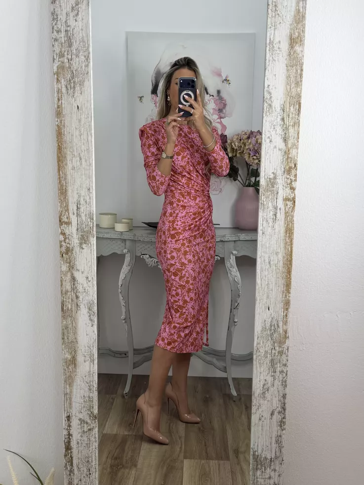 Vestido Macarena rosa y naranja