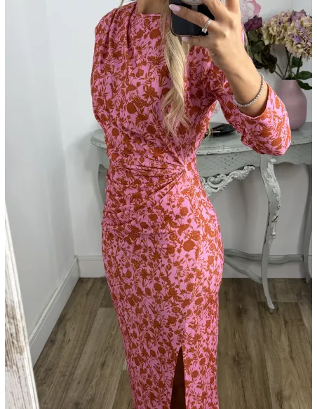 Vestido Macarena rosa y naranja