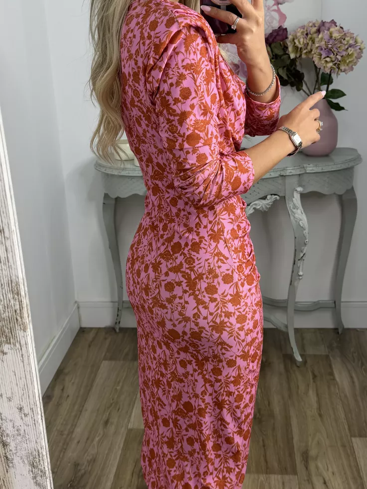 Vestido Macarena rosa y naranja