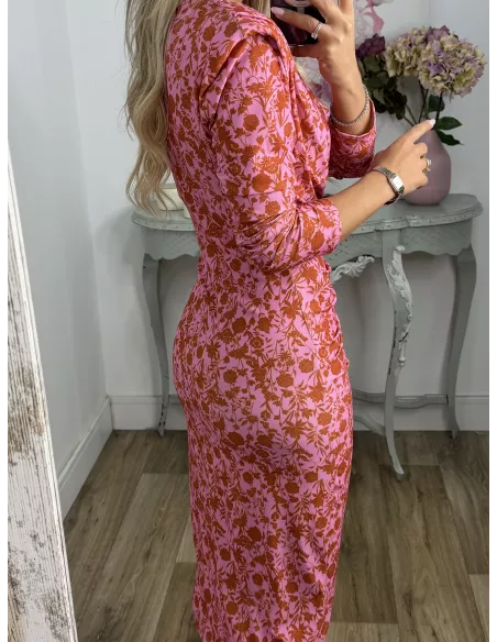 Vestido Macarena rosa y naranja
