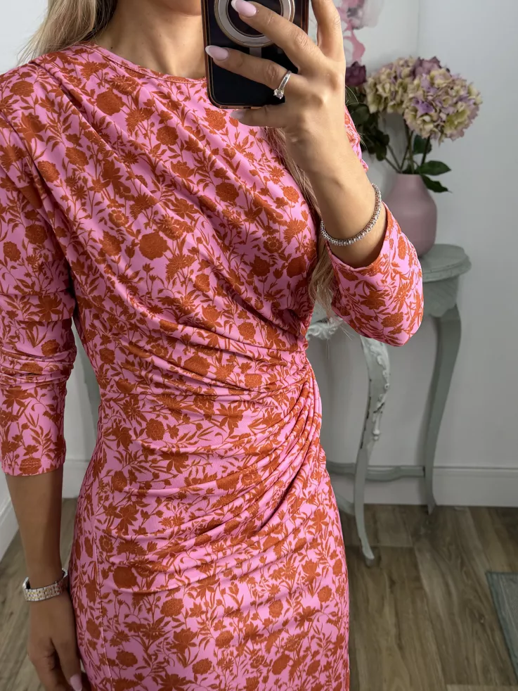 Vestido Macarena rosa y naranja