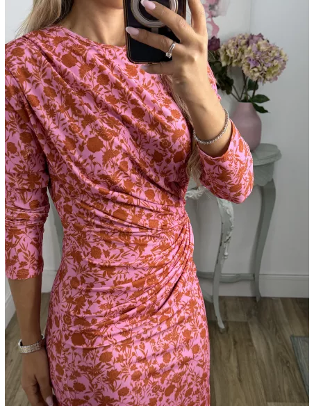 Vestido Macarena rosa y naranja