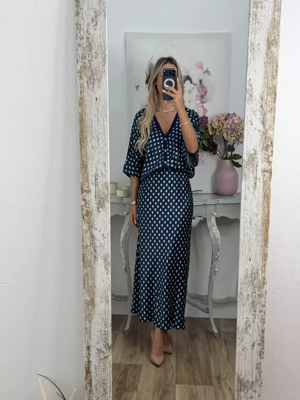 Conjunto Mena lunares azul