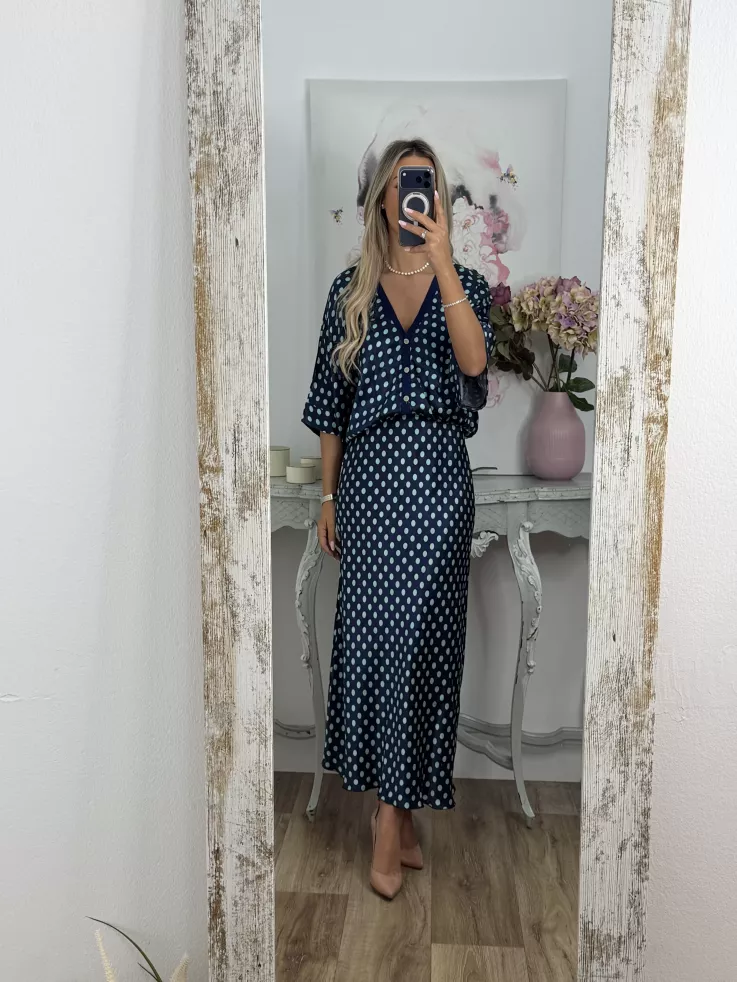 Conjunto Mena lunares azul