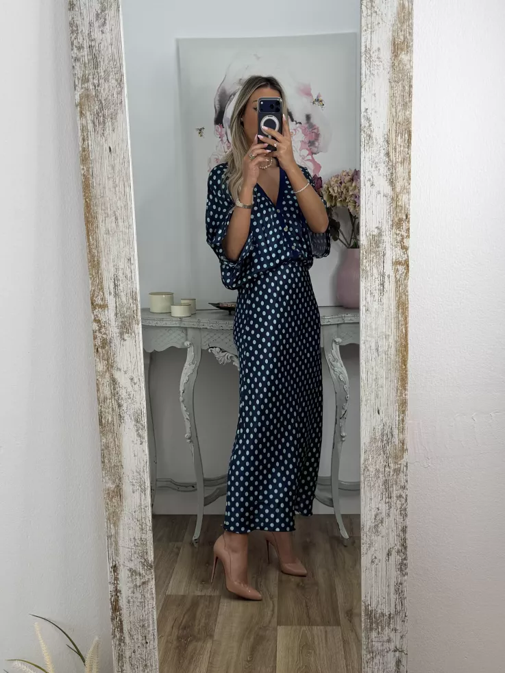 Conjunto Mena lunares azul