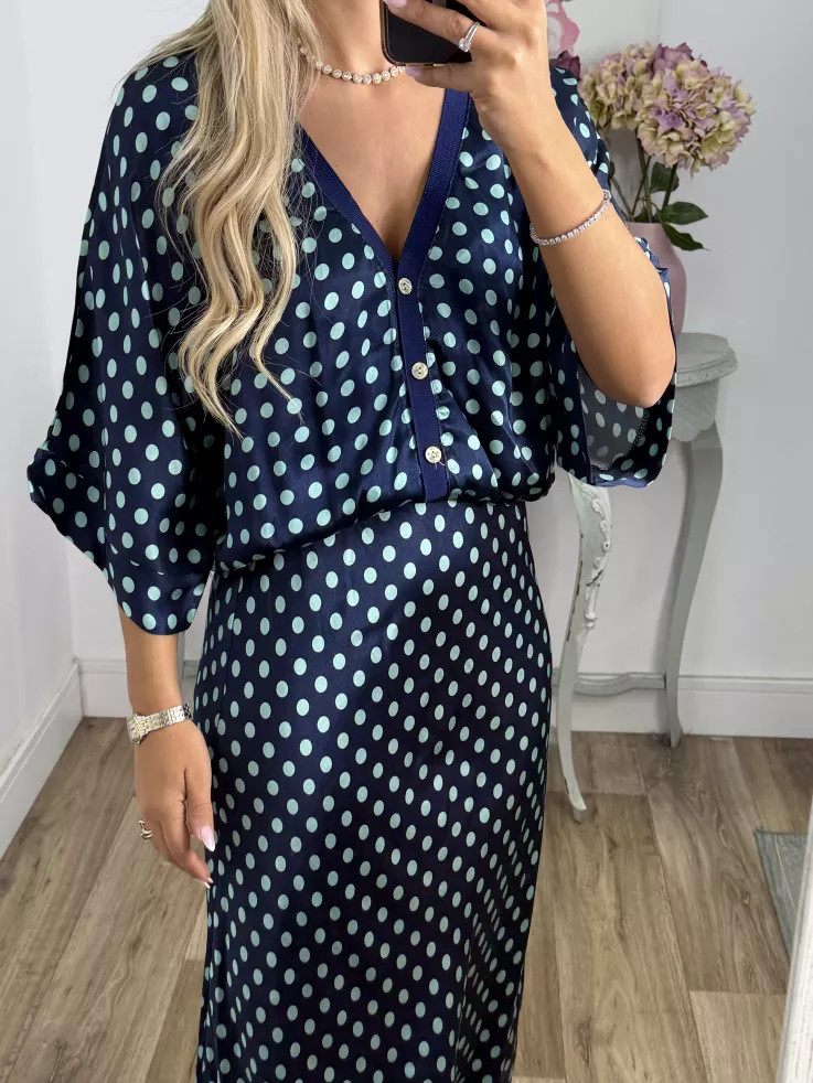 Conjunto Mena lunares azul