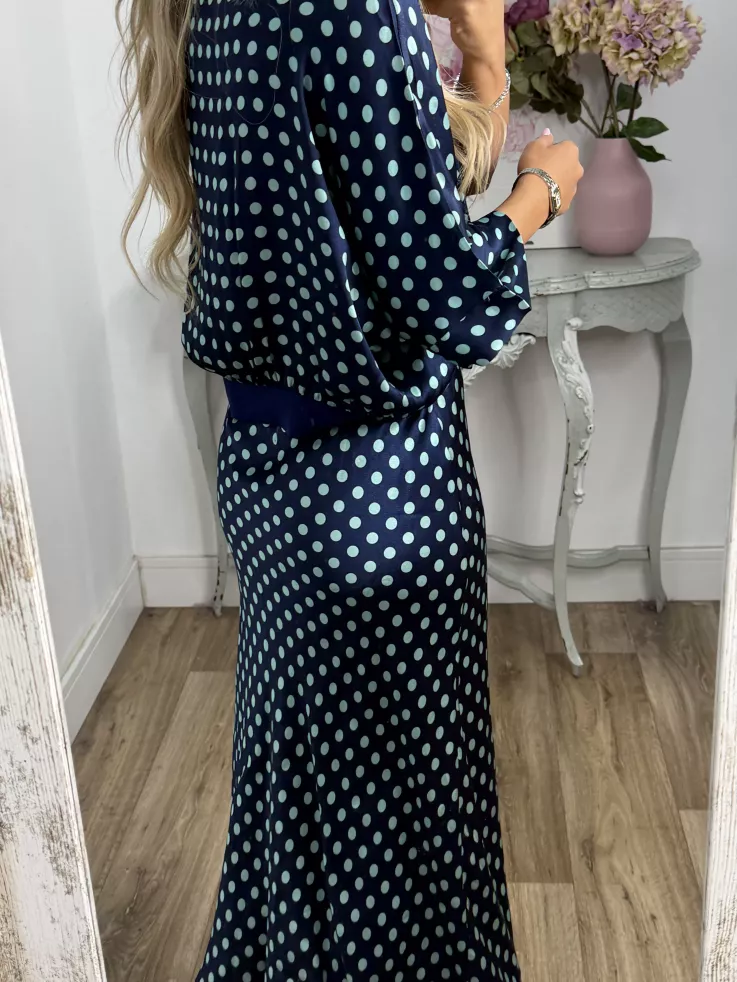 Conjunto Mena lunares azul