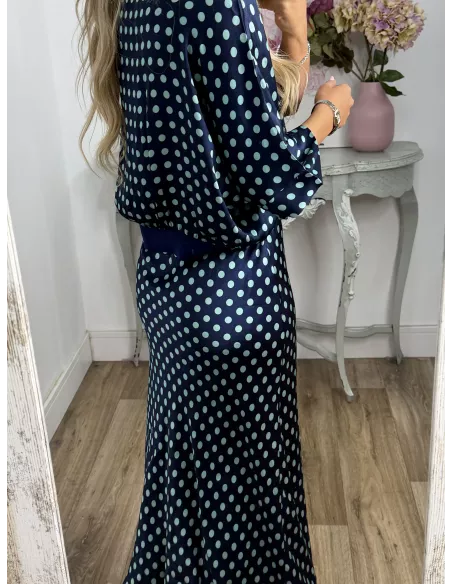 Conjunto Mena lunares azul