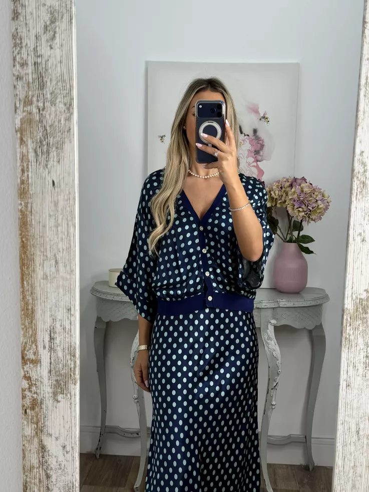 Conjunto Mena lunares azul