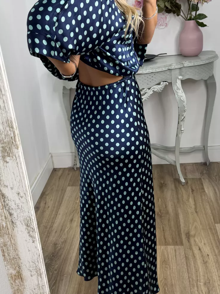 Conjunto Mena lunares azul