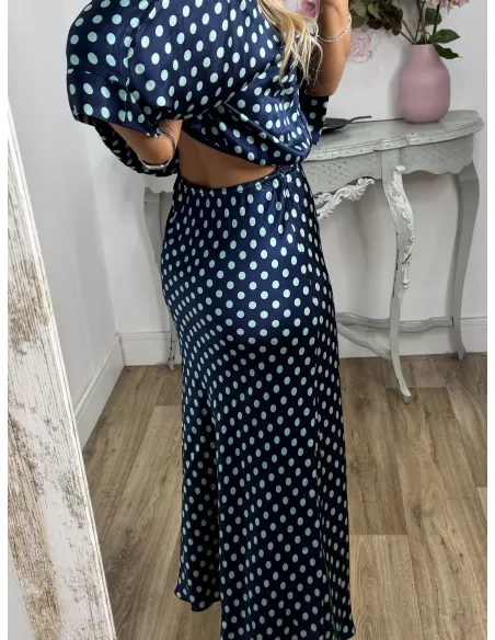 Conjunto Mena lunares azul