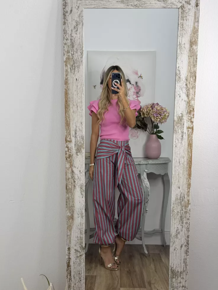 Jersey rosa volantes hombro