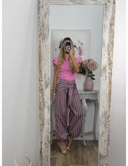 Jersey rosa volantes hombro