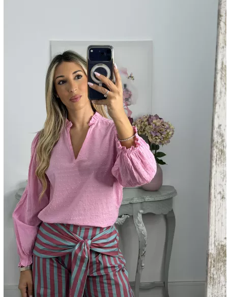 Camisa Plumeti rosa