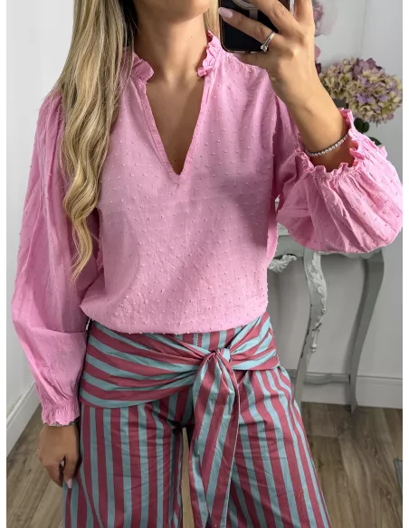 Camisa Plumeti rosa