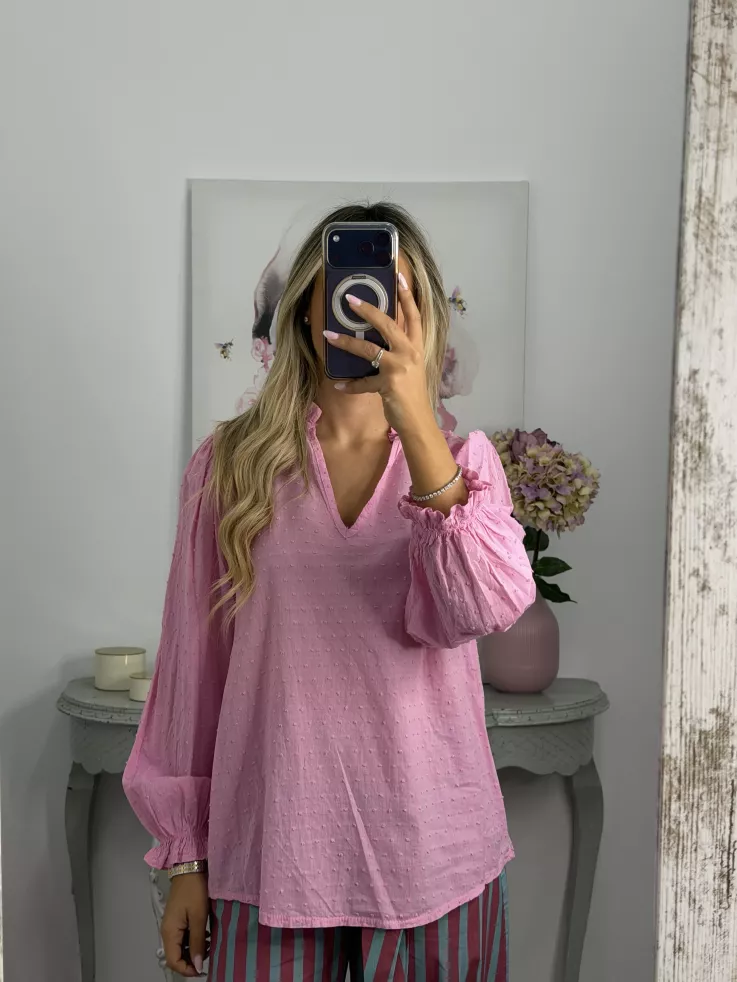 Camisa Plumeti rosa