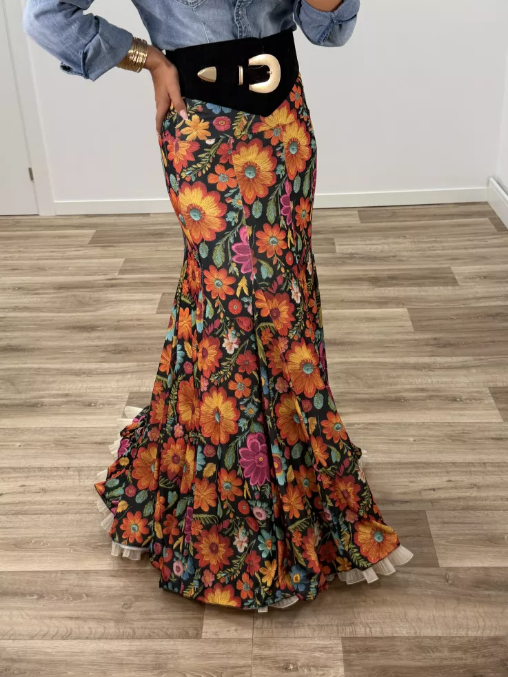 Falda hinojos estampada flores