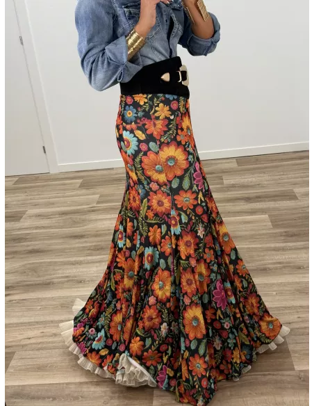 Falda hinojos estampada flores