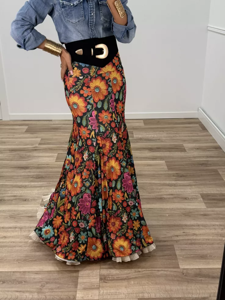 Falda hinojos estampada flores