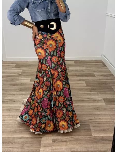 Falda hinojos estampada flores