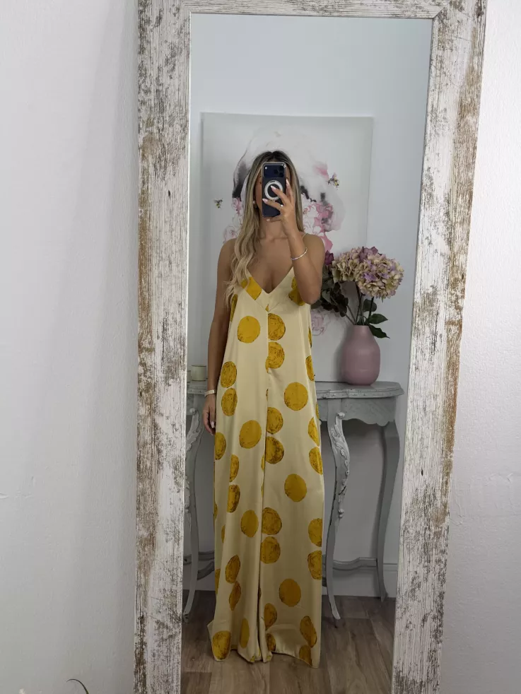 Mono satinado amarillo con lunares