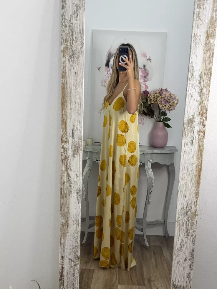 Mono satinado amarillo con lunares