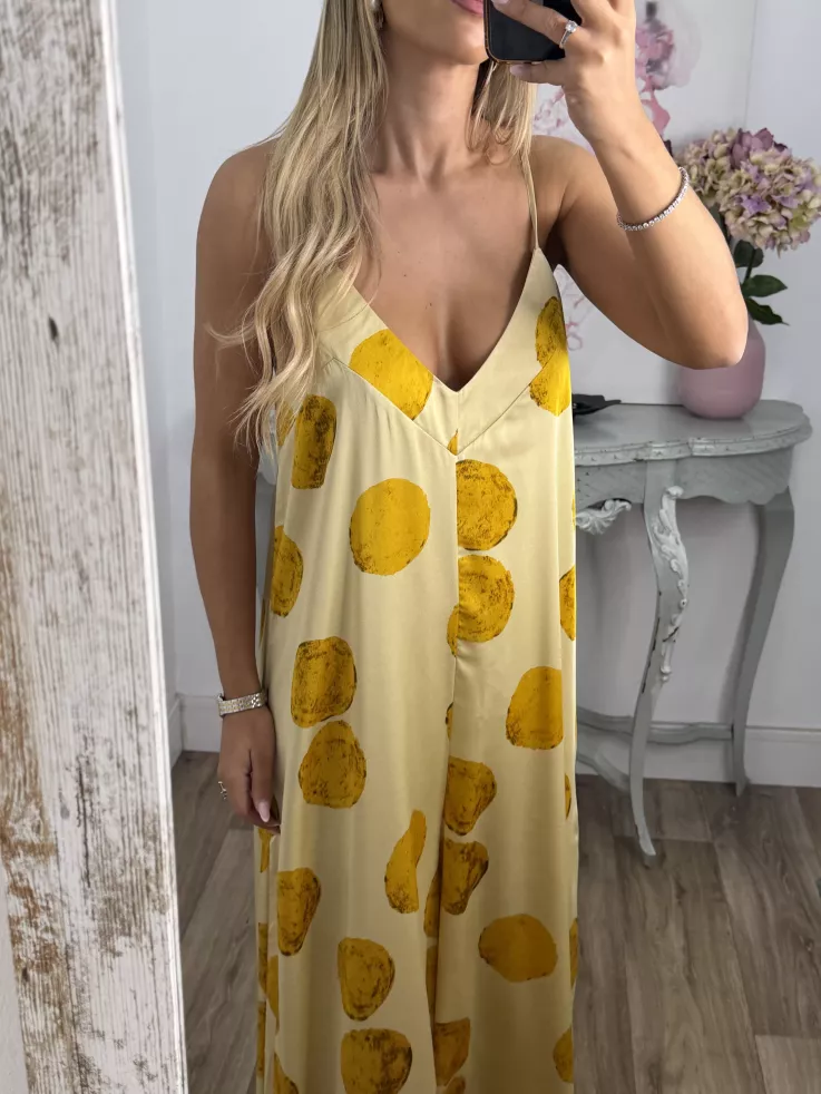 Mono satinado amarillo con lunares