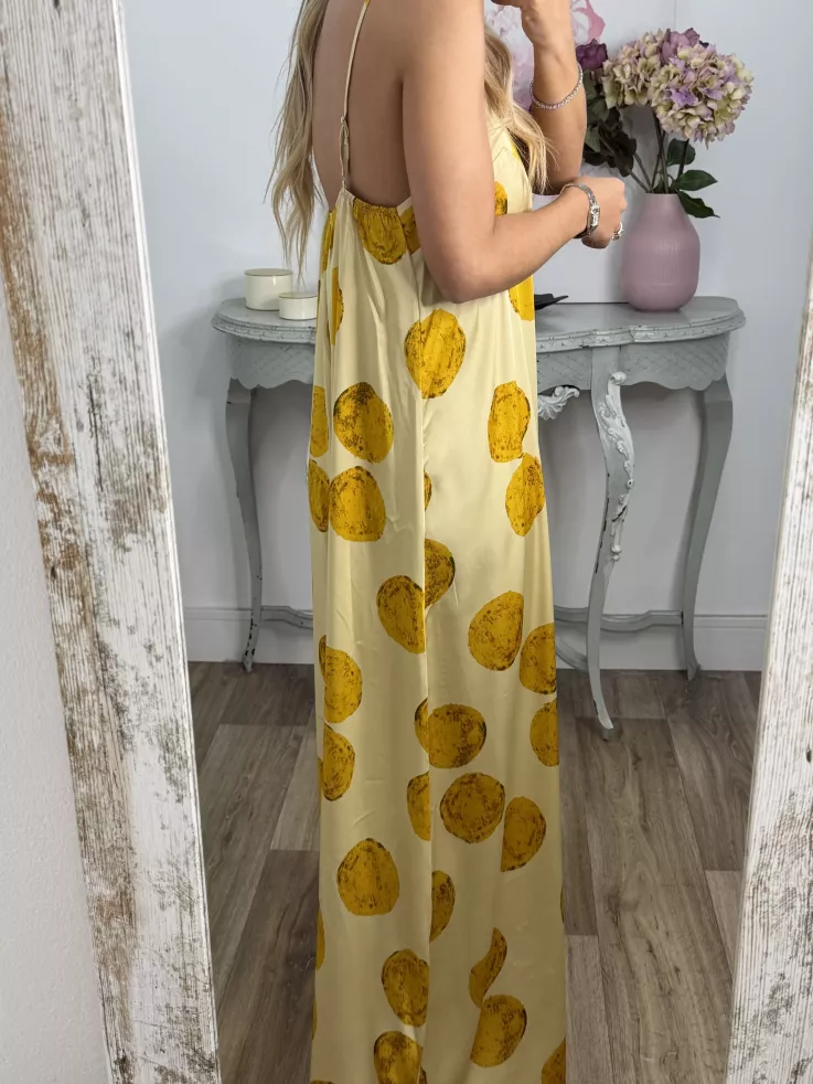 Mono satinado amarillo con lunares