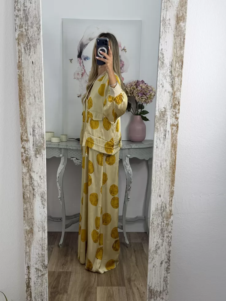 Bomber Satinada amarilla lunares