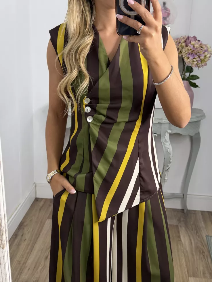 Conjunto Emma rayas marrón