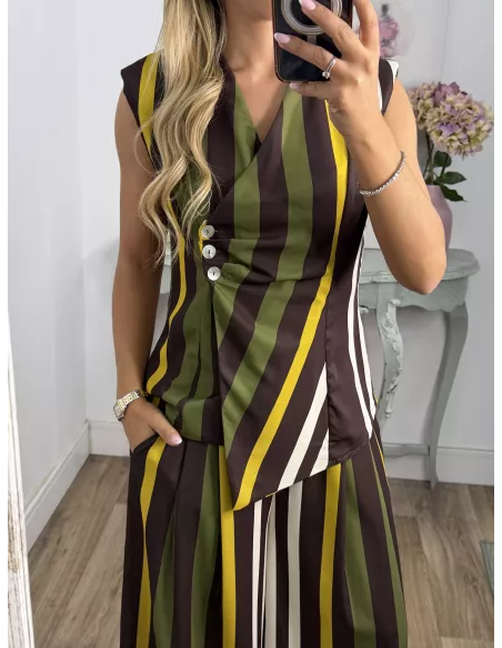 Conjunto Emma rayas marrón