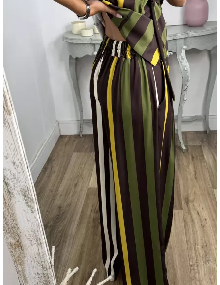 Conjunto Emma rayas marrón