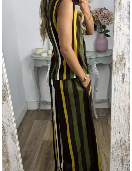 Conjunto Emma rayas marrón