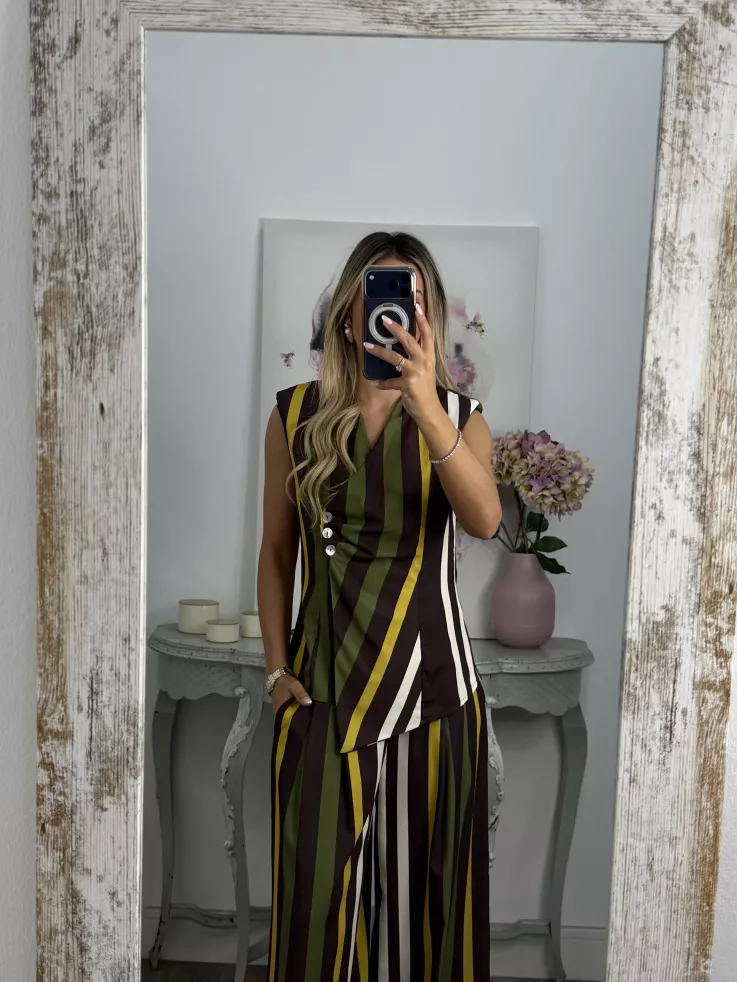 Conjunto Emma rayas marrón