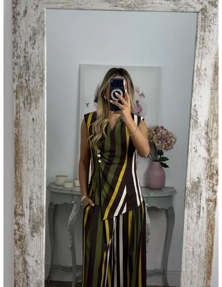 Conjunto Emma rayas marrón