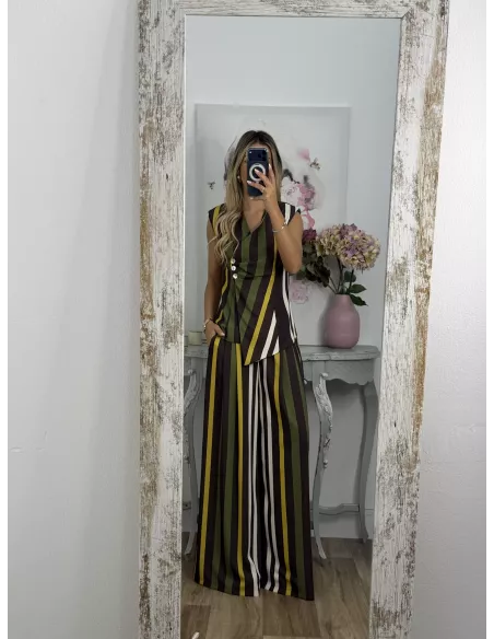 Conjunto Emma rayas marrón