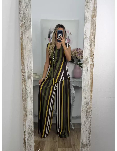 Conjunto Emma rayas marrón