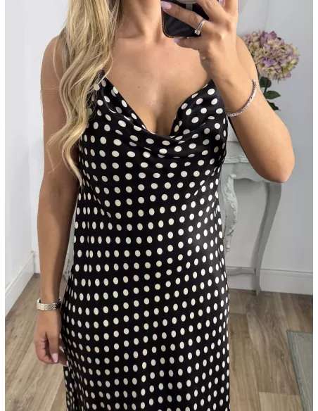 Vestido Gabi negro lunares