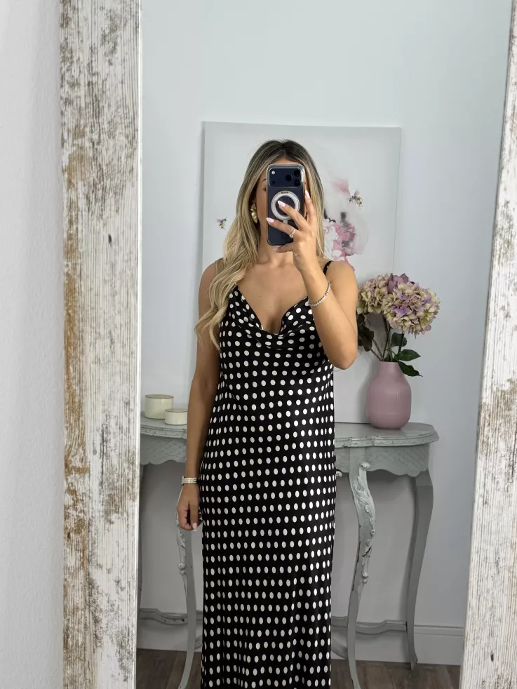 Vestido Gabi negro lunares