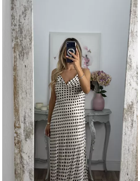Vestido Gabi blanco lunares