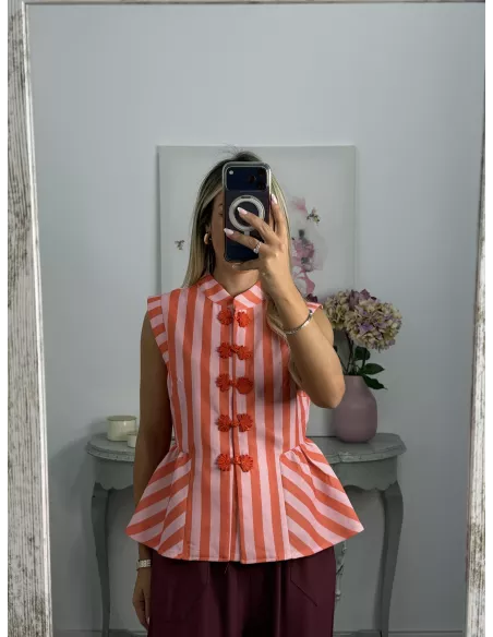 Camisa Goyesca rosa y roja