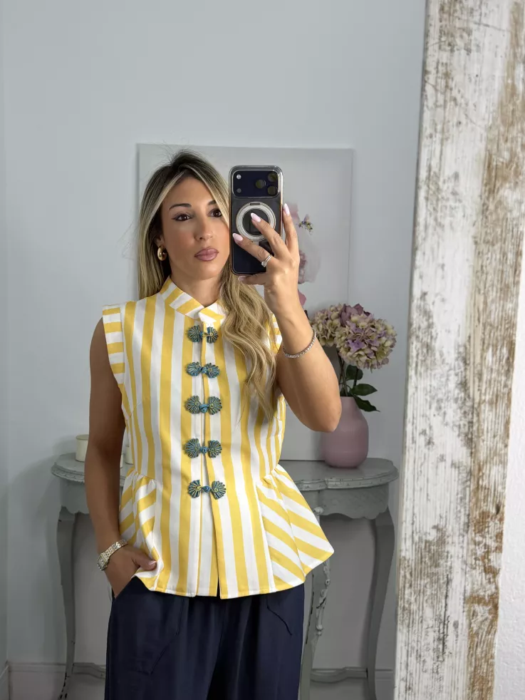Camisa Goyesca amarilla y azul