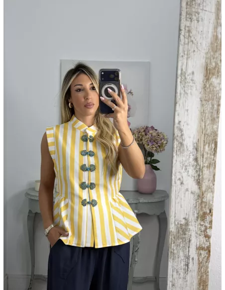 Camisa Goyesca amarilla y azul