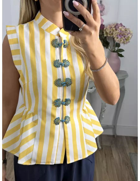 Camisa Goyesca amarilla y azul