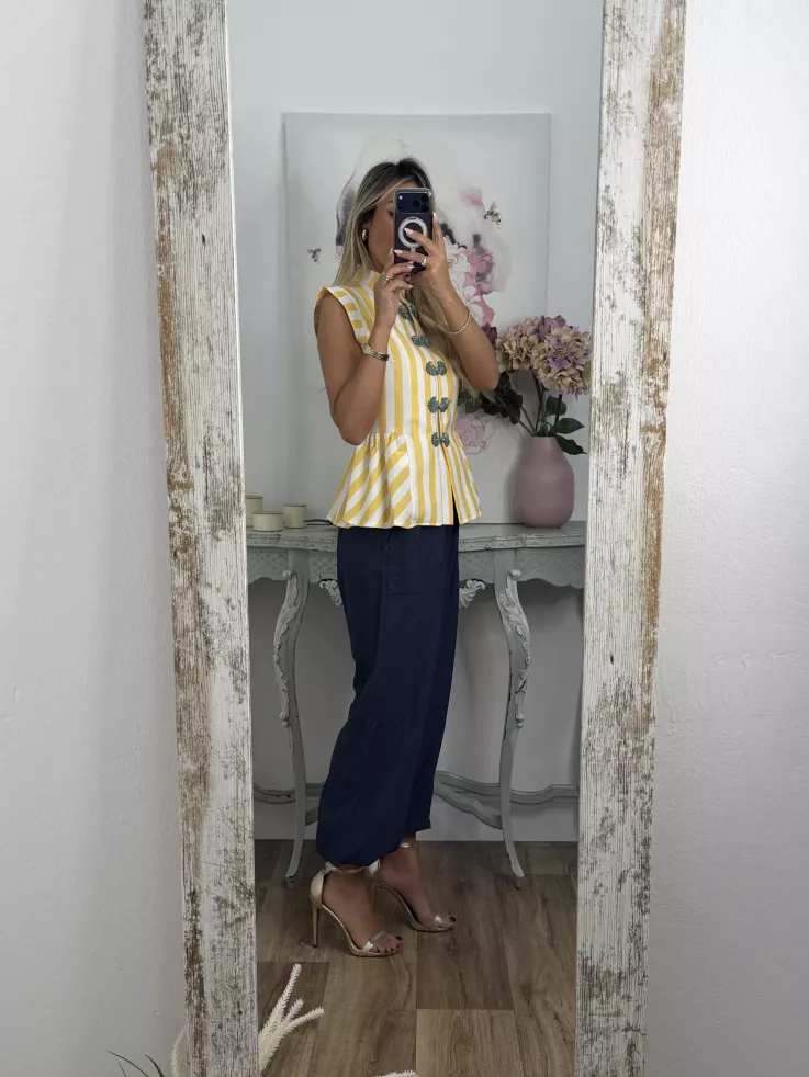 Camisa Goyesca amarilla y azul