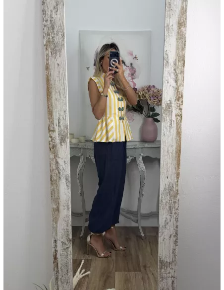 Camisa Goyesca amarilla y azul